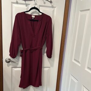 a new day Burgundy V-Neck Midi Dress